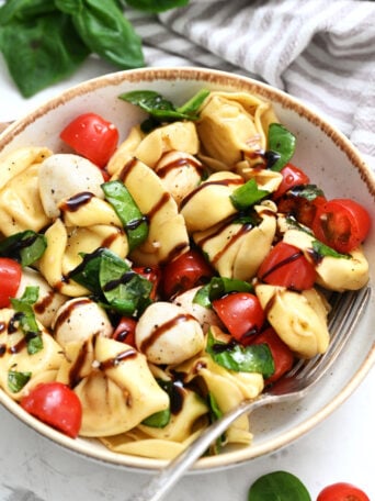 tortelini salad in a bowl