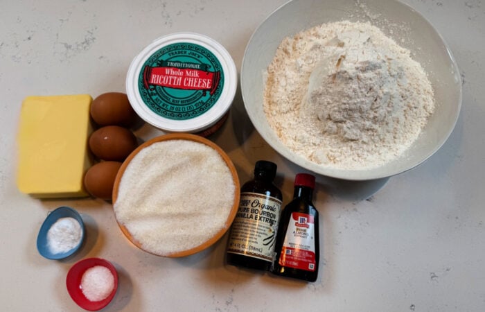 ingredients to make ricotta cookies