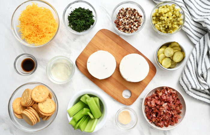 ingredients to make a Dill Pickle Cheese Ball
