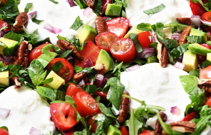 soft burrata on salad