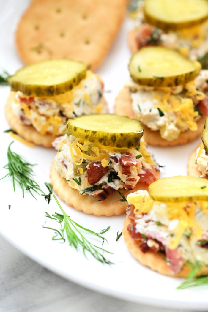 pickle bites on cracker