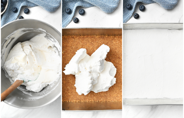 adding layer of whipped cream to graham crax crust