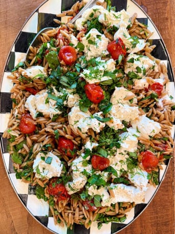 Orzo Salad With Burrata and tomatoes