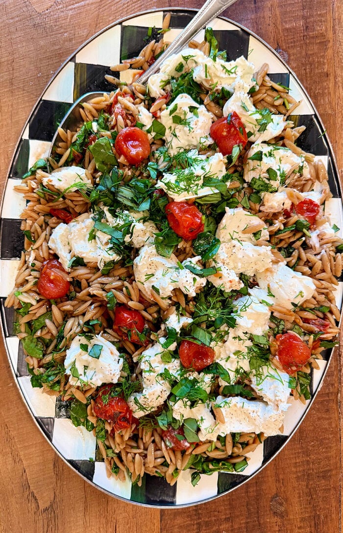 Orzo Salad With Burrata and tomatoes