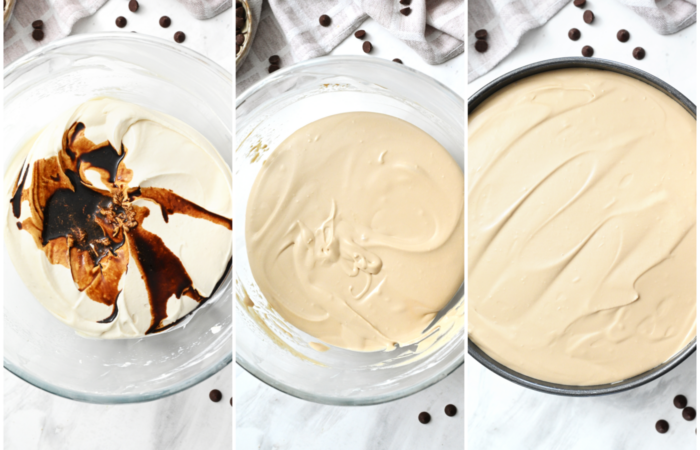 adding Bailey's cream to cheesecake