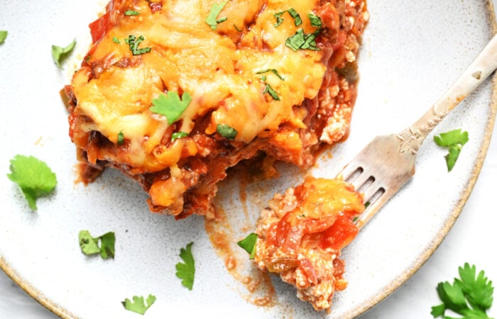 bite of lasagna