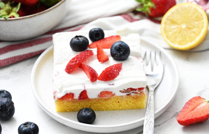 serving of Easy Strawberry Shortcake with berries