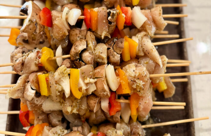 preparing chix kebab
