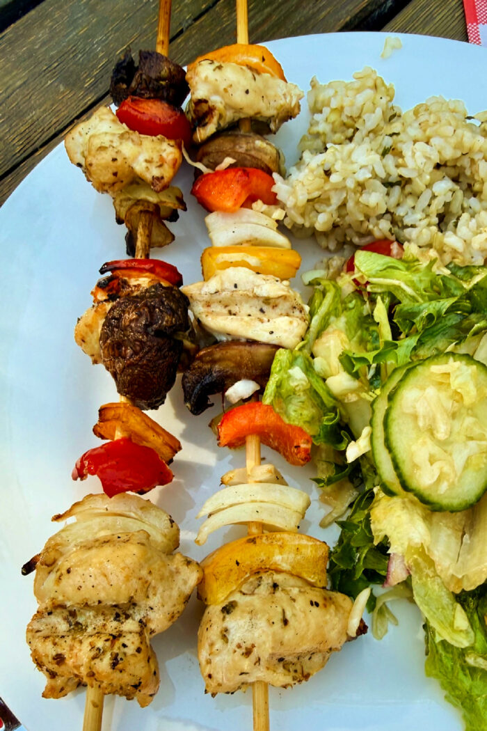 chicken skewer dinner