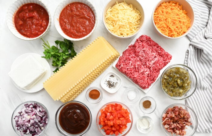 ingredients to make Cowboy Lasagna