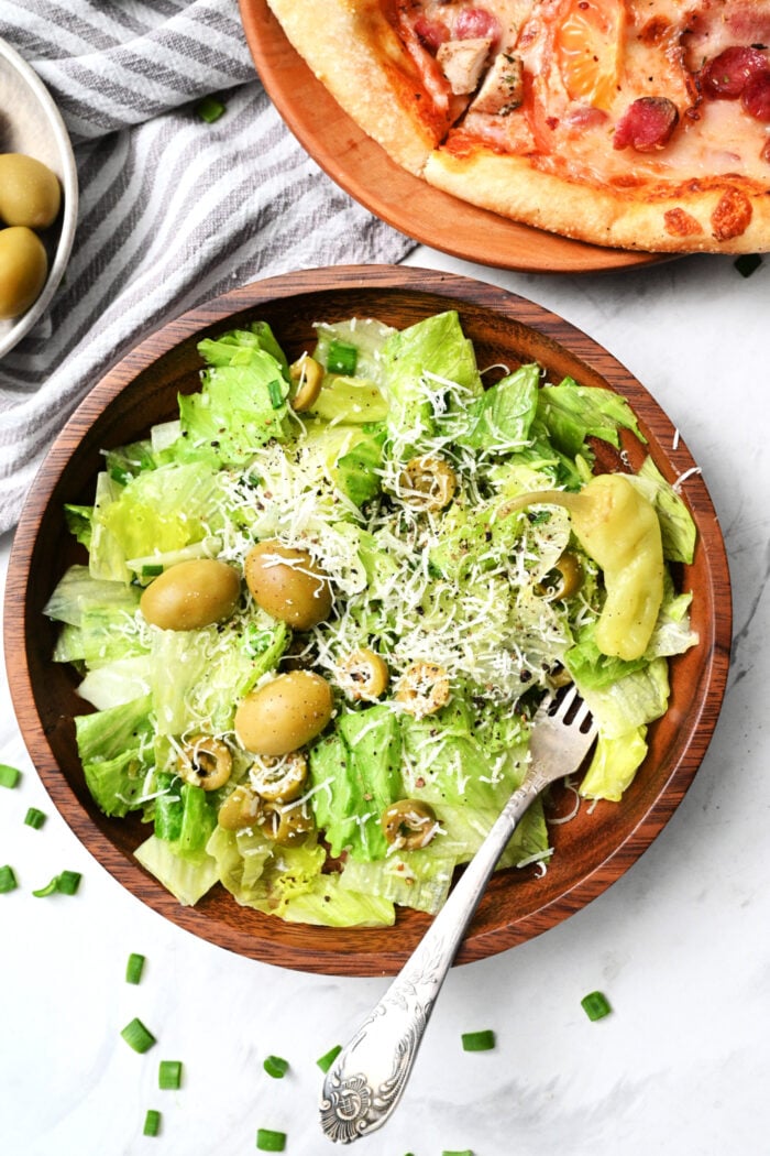 salad and pizza