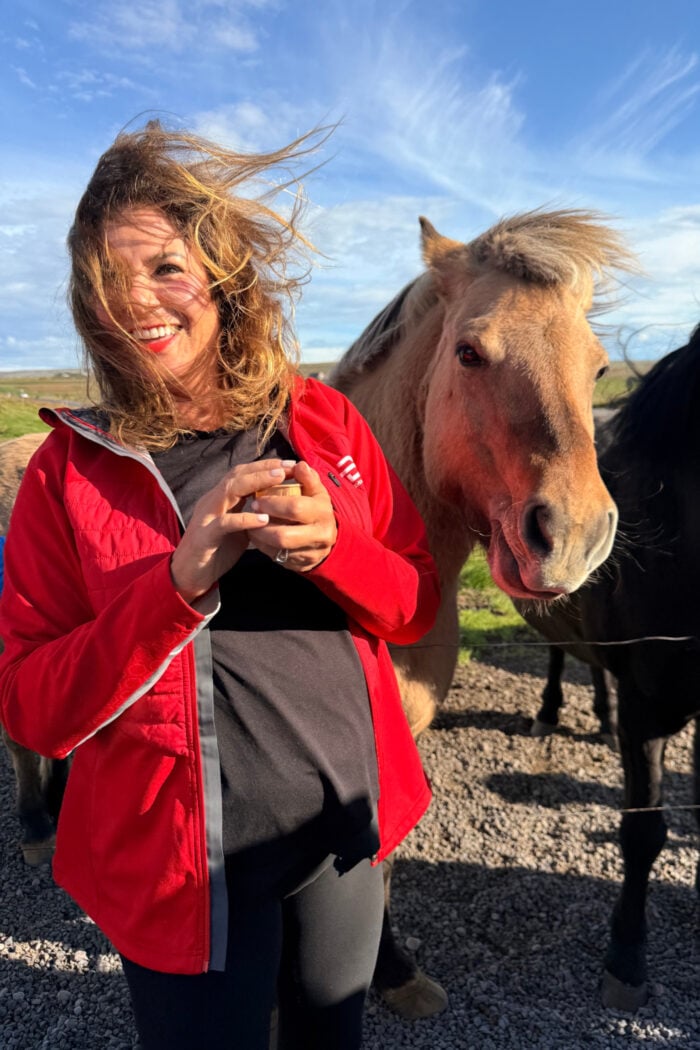 Woman with Viking horse in Iceland