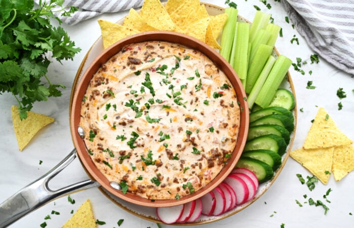 Cottage Cheese Queso Dip with crudite