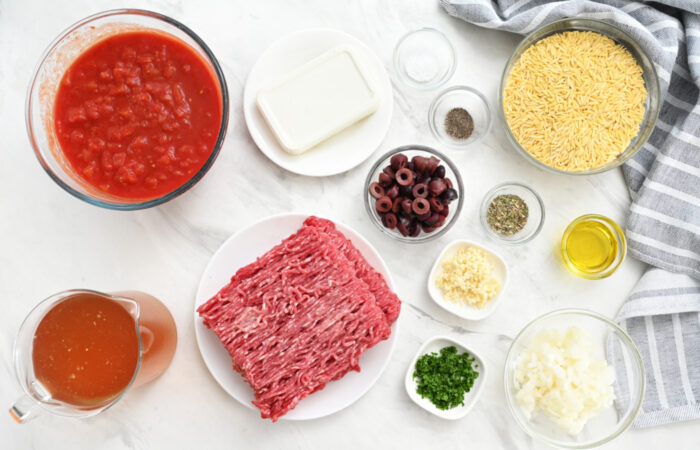 ingredients to make Ground Beef Orzo