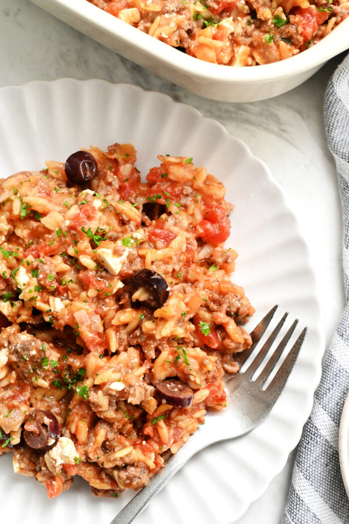 a serving of Ground Beef Orzo