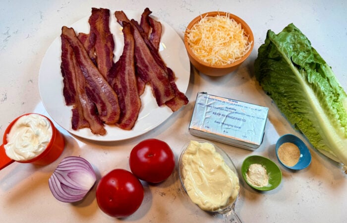 ingredients to make a Baked BLT Dip
