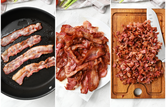 cooking and crumbling bacon
