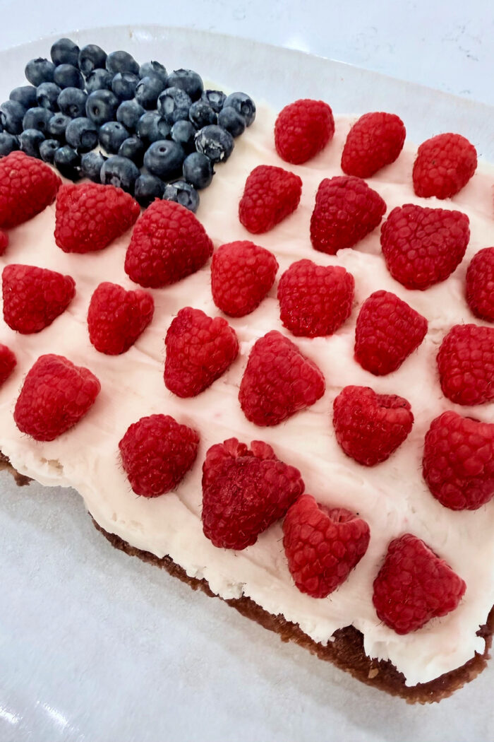 berries on flag cake
