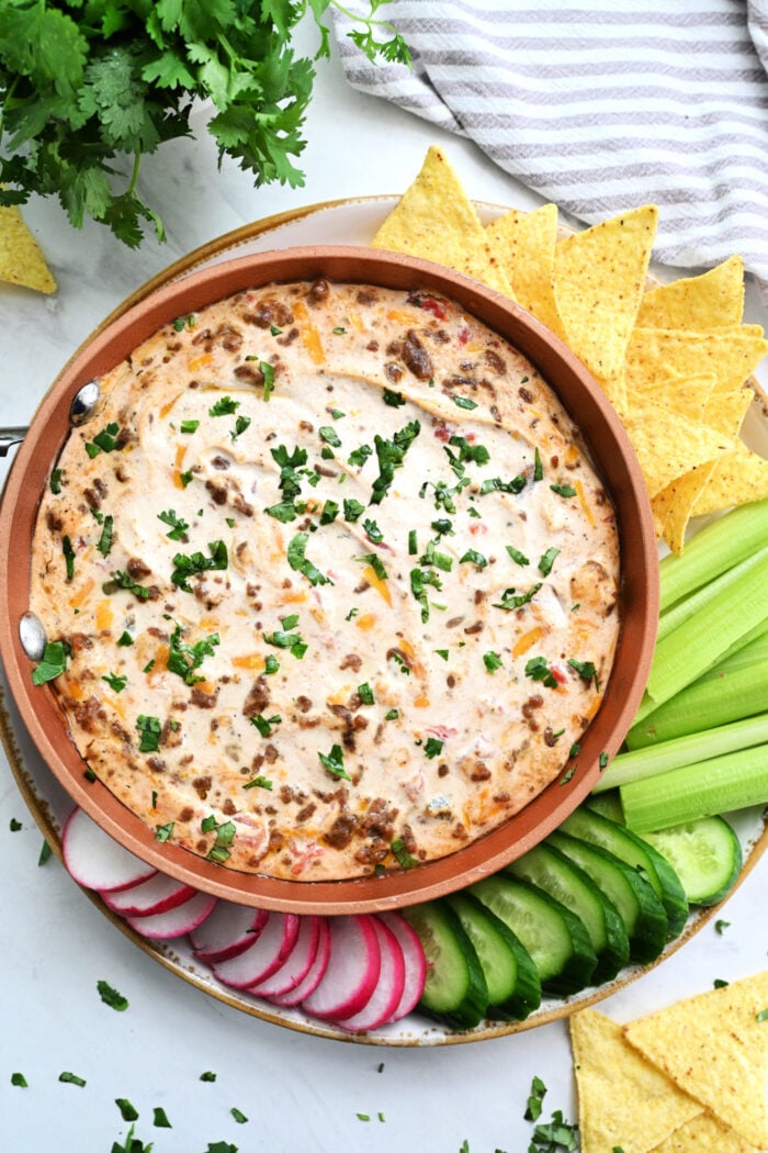 Cottage Cheese Queso Dip with chips