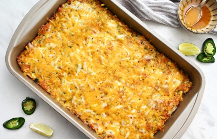 a baked Cheesy Cornbread Zucchini Casserole