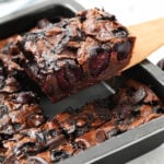 serving Chocolate Clafoutis cake