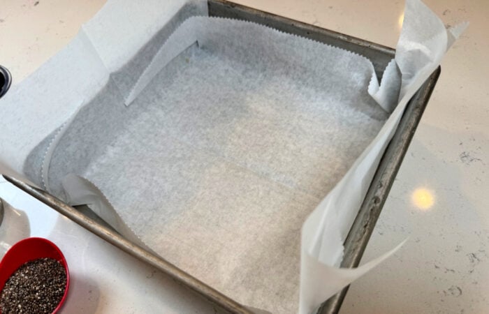 preparing a 8x8 pan parchment