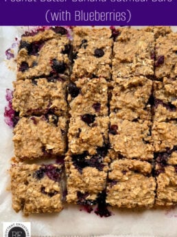 Peanut Butter Banana Oatmeal Bars with blueberries