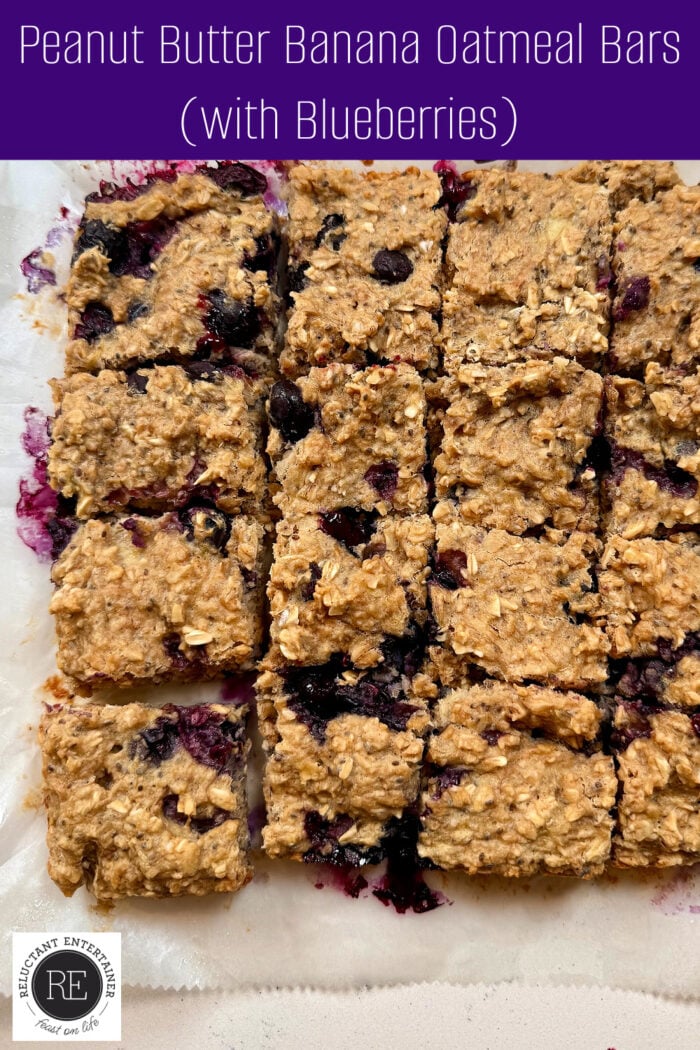 Peanut Butter Banana Oatmeal Bars with blueberries