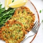 Zucchini Ricotta Fritters on plate