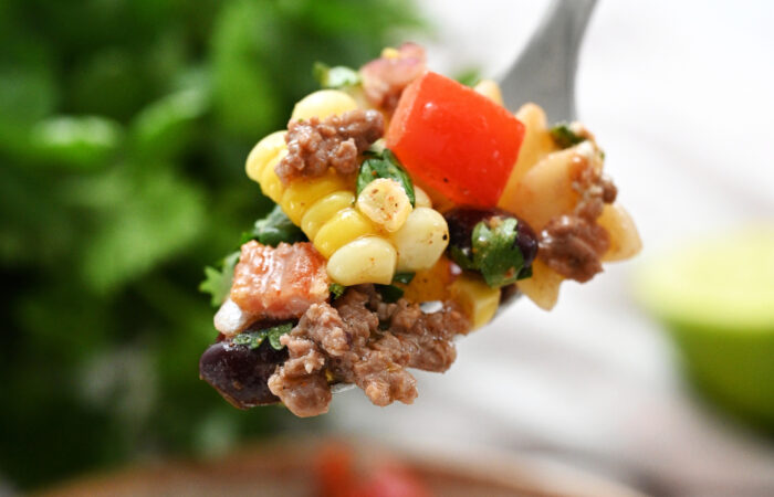 bite corn Cowboy Caviar Pasta Salad