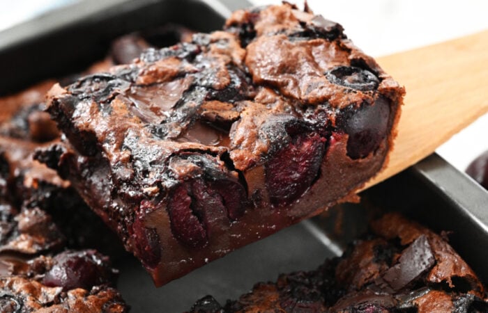 serving Chocolate Clafoutis