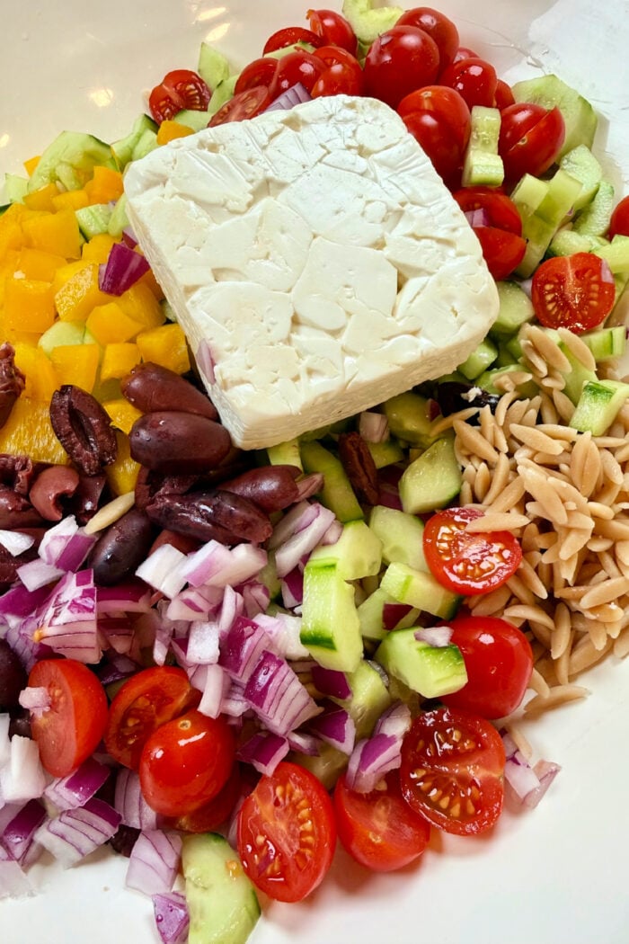 cheese on top orzo salad ingred