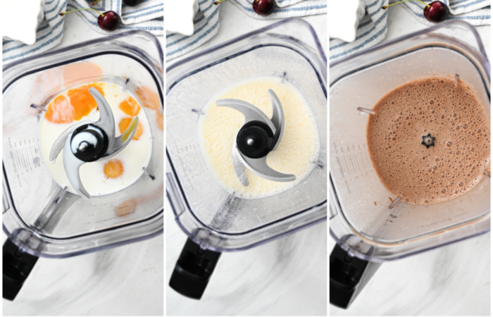 making the batter Chocolate Clafoutis