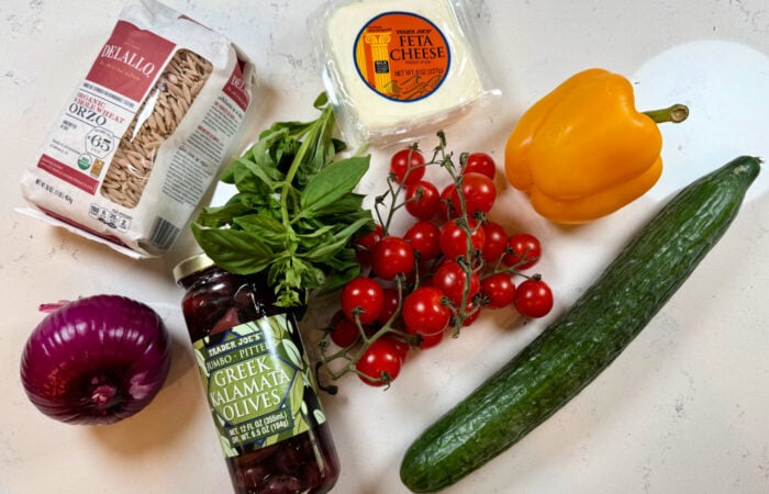 Greek Orzo Salad ingredients