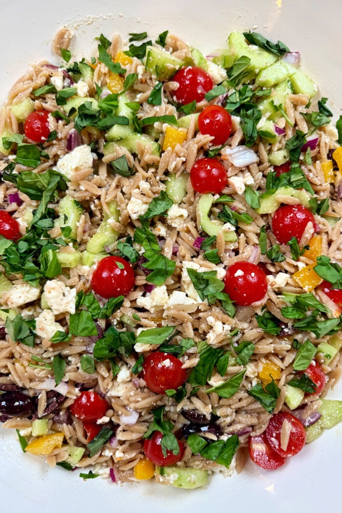 Greek Orzo Salad with tomatoes