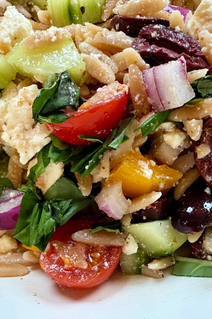 Greek Orzo Salad with dressing