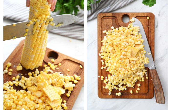cutting corn off cob
