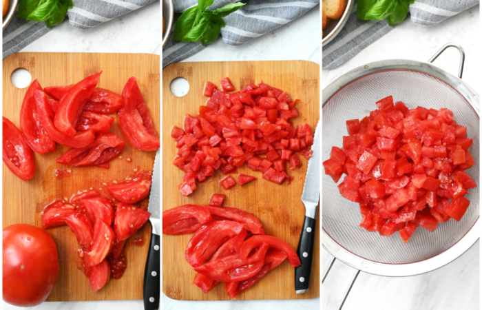 chopping tomatoes