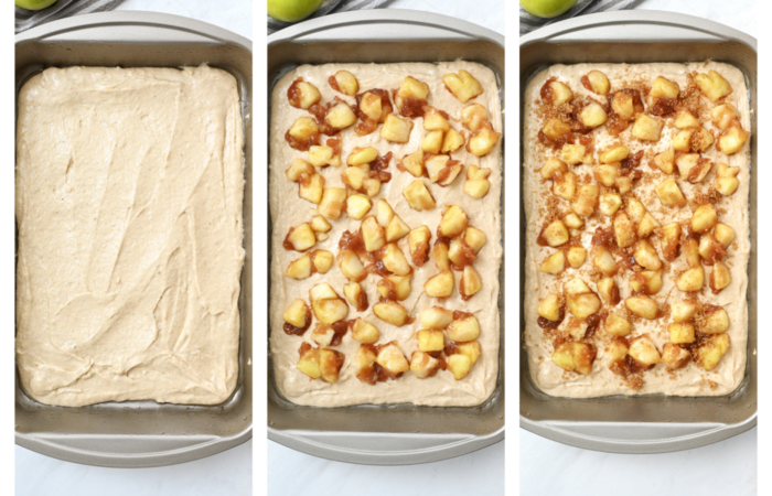 adding apples to cake