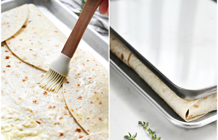 ading butter to tortilla