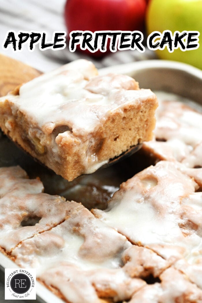 square piece apple cake