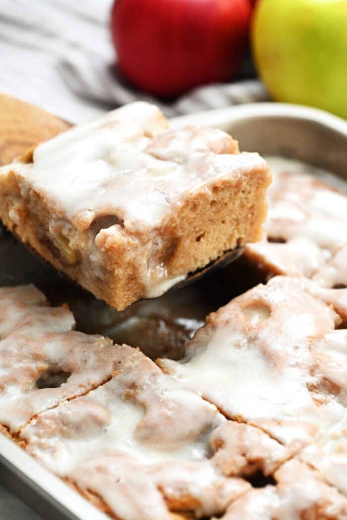 serving moist apple cake