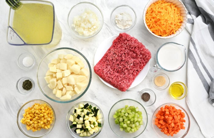 ingredients to make Crockpot Hamburger and Potato Soup