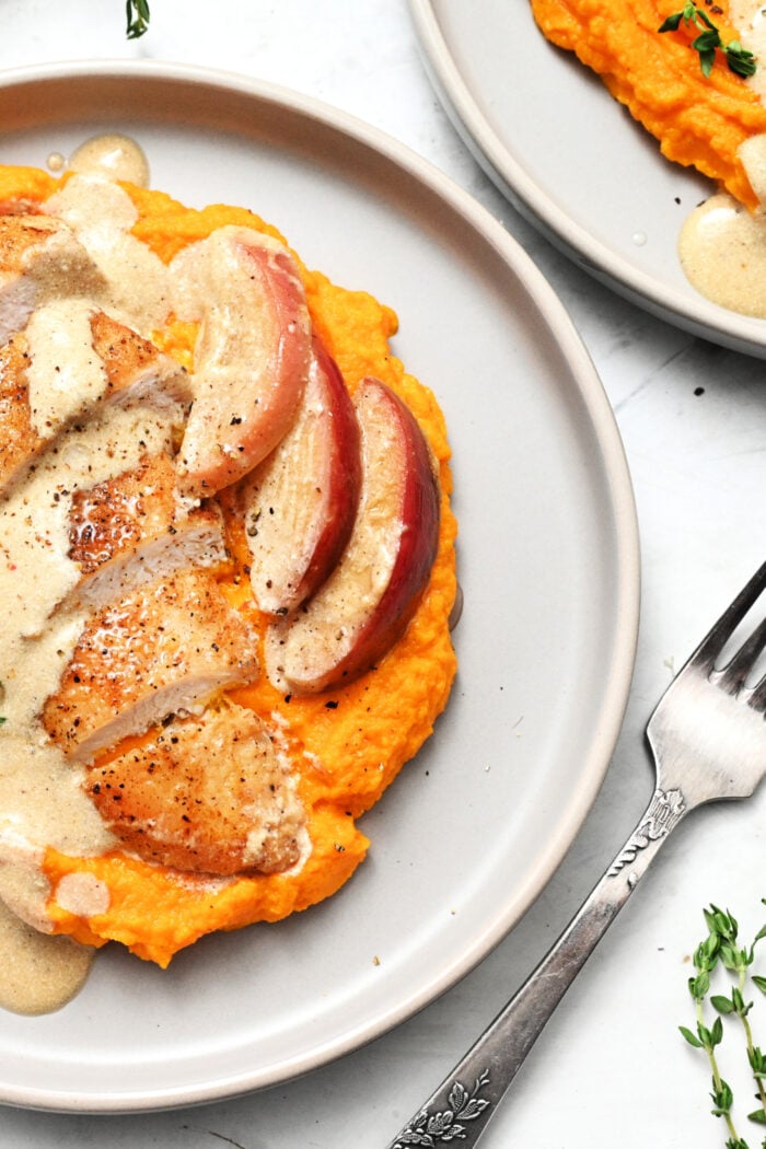 Apple Cider Chicken withh carrot puree