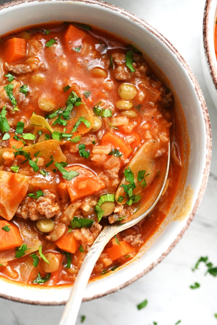 Cabbage Lentil Soup (AKA Cabbage Roll Soup)