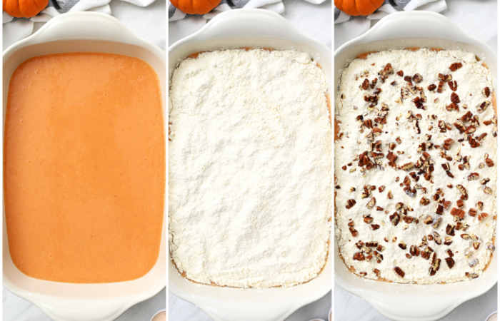 making a Pumpkin Crunch Cake