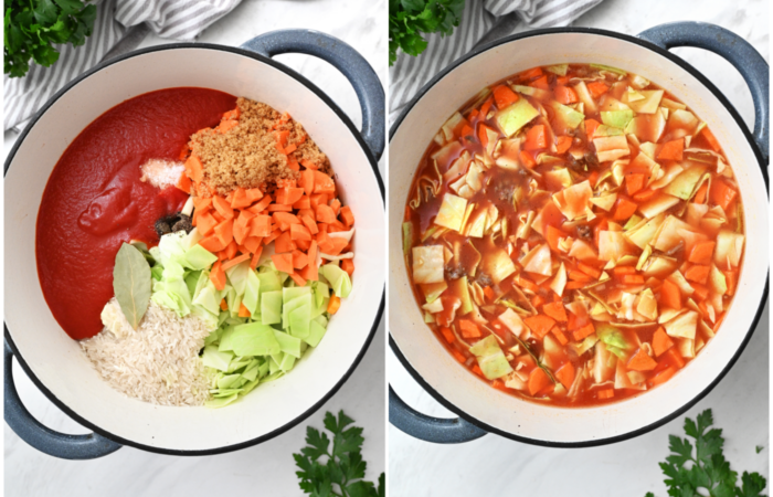 making cabbage soup