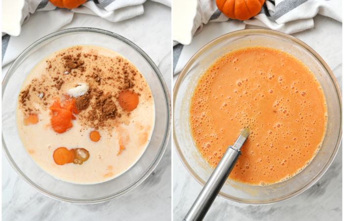 making pumpkin cake batter